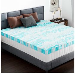 Mattress Toppers Memory Foam Full Size, 2 Inch Thick Bed Topper Pad Cooling Gel Infused Soft Comfy Padding Breathable for Sleeper Sofa Couch RV Camper