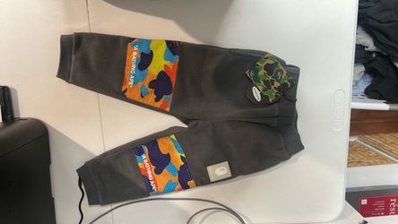 BAPE Kids Grid Camo Color Block Fleece Pants