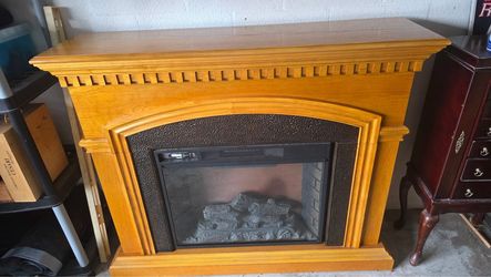 Working Electric Fireplace with Wood Mantel – 53” Wide