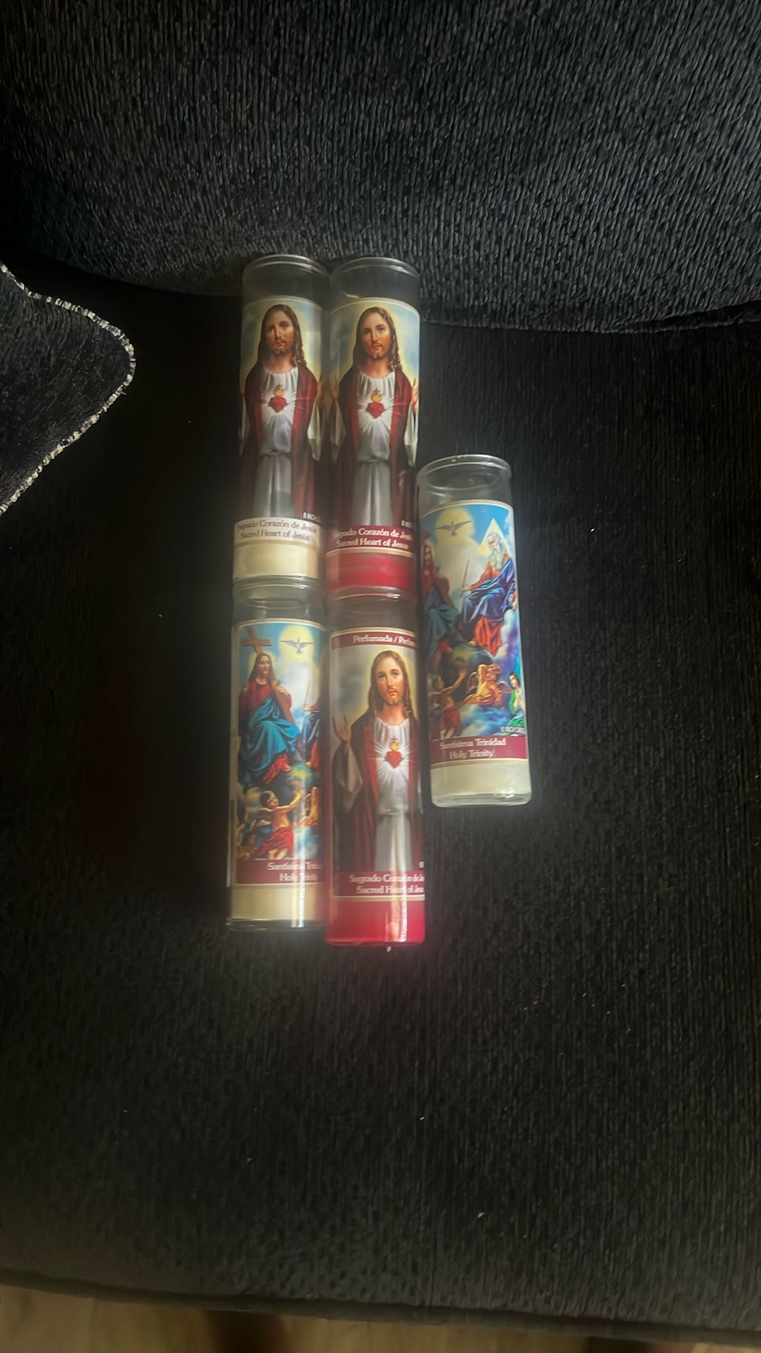 Set of 5 Sacred Heart of Jesus Devotional Candles – Burned & Blessed for Intercession, Peace, and Justice
