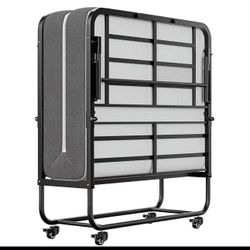 （E-2-1）SunsGrove Twin Folding Bed with Mattress, 75"× 38" Folde