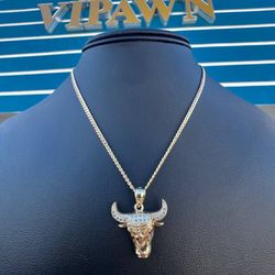 10k Yellow solid Gold buffalo pendant/charm with 20 inch, 10k gold curb chain