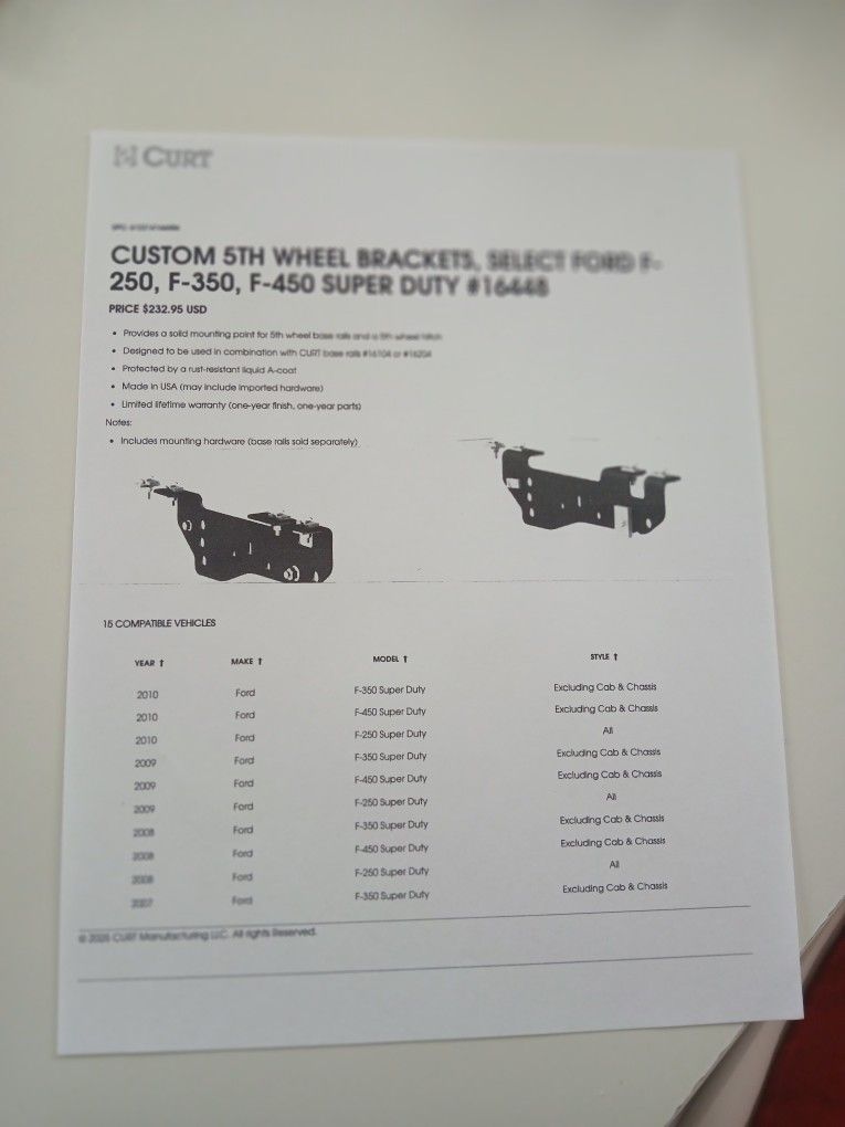 5th Wheel Mounting Brackets