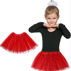 Yolev Girls Tutu Skirt with Stars Sequin, Little Girls Tutu Skirt Kid Party Princess Dance Tutu Princess Dress Ballet Skirt