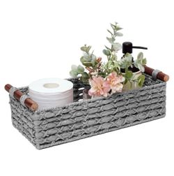 Small Storage Basket Wicker Baskets for Organizing with Handle size 14x6”