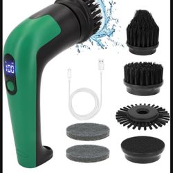 Electric Spin Scrubber, Cleaning Brush with 6 Replaceable Brush Heads, Cordless Shower Scrubber with LED Display, IPX7 Waterproof Handheld Power Spin 