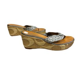 Coach Silver Wedge Sandals Size 7