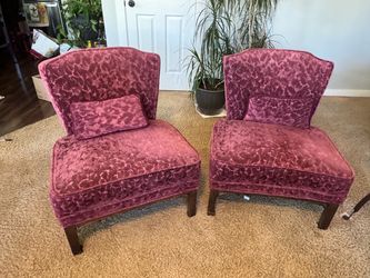 Pair of Burgundy Velvet Accent Chairs