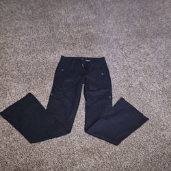 New Black Cargo Bootcut Pants Suze1