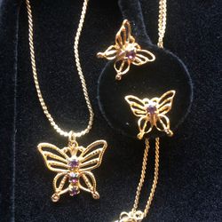 14K Gold Plated Earrings/Necklace Set