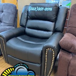 Black Recliner Couch Leather New Sofá 1 Seater 
