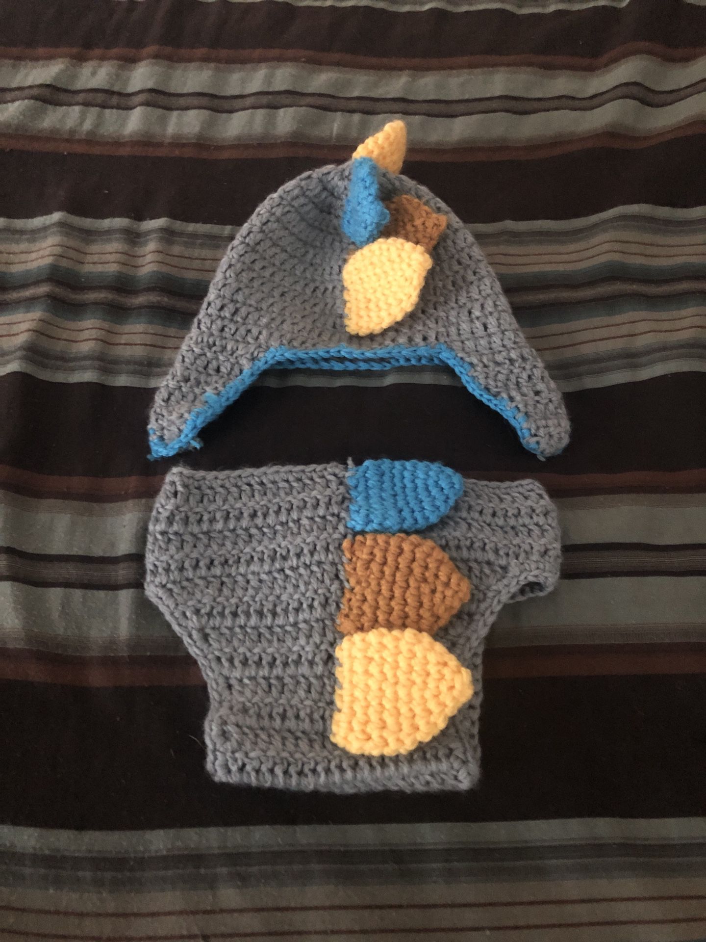 Baby boy Dino knitted outfit