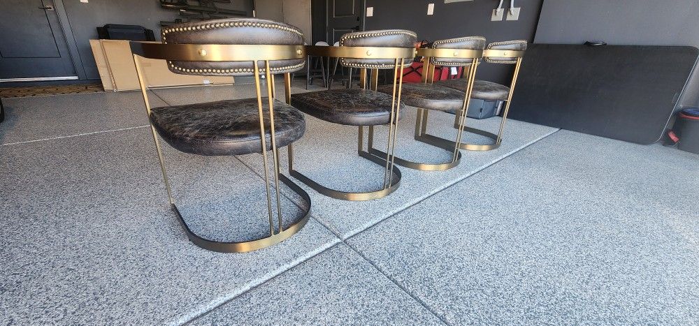 Black Leather & Bronze Chairs