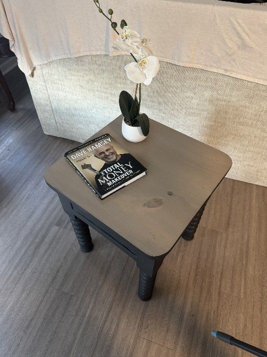 beautiful redone all wood side table 