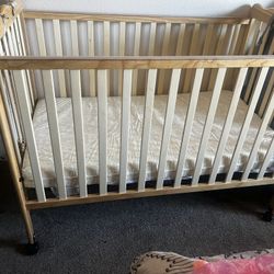 Crib, Mattress, Mattress Cover(New), Bar To Convert To Toddler