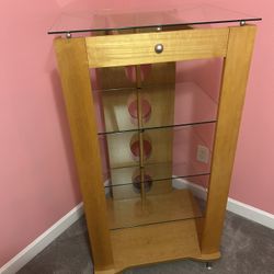 Solid Wood And Glass Audio Equipment Rack