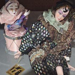 Harlequin Porcelain Jester Dolls