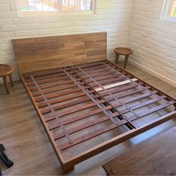 Mid Century Teak king frame and nightstands