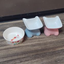 SNOOPY CERAMIC PET FEEDING BOWLS, 5 1/4" X  2" (3 pieces)