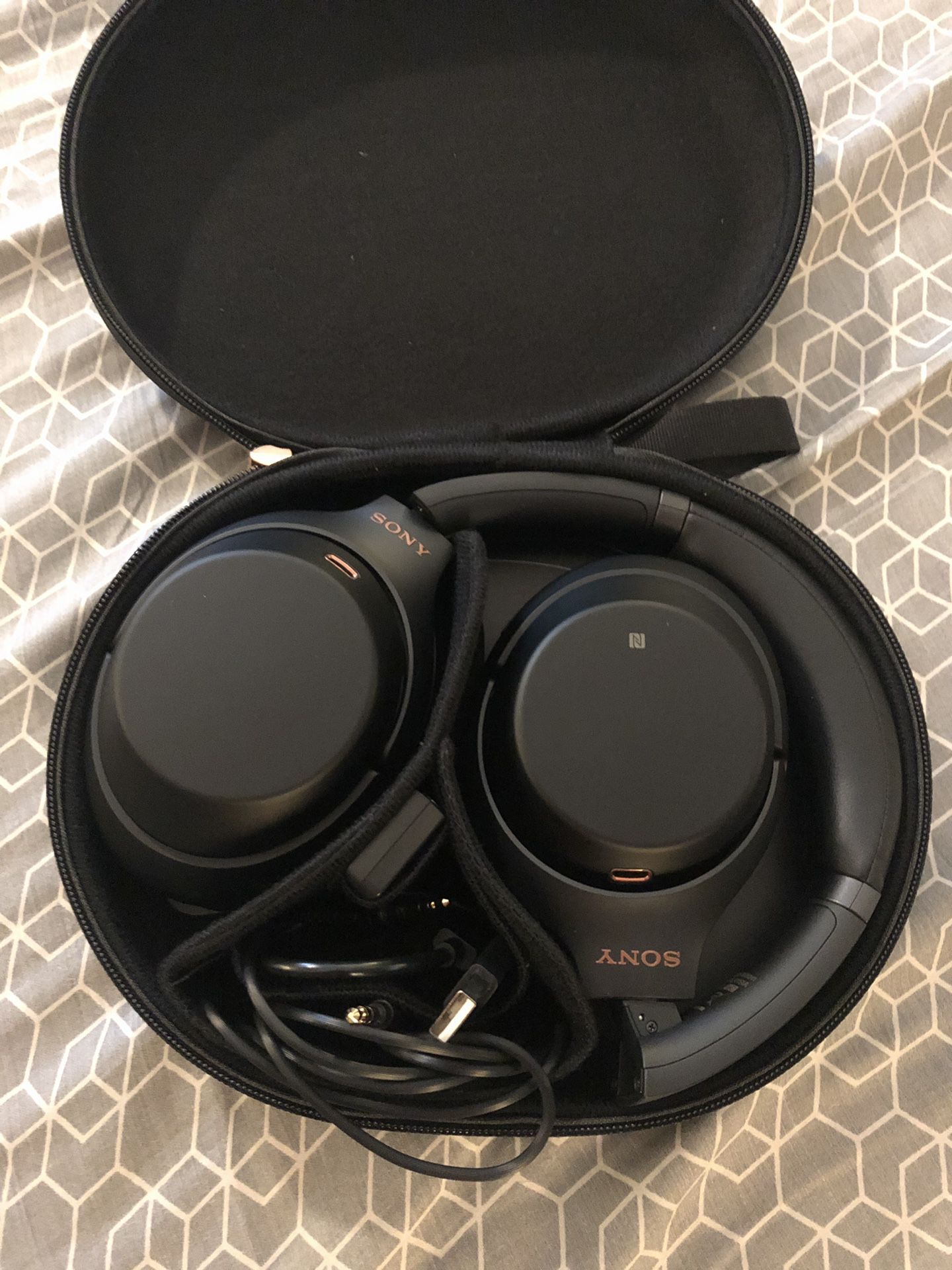 Sony WH-1000XM3 noise cancelling headphones.