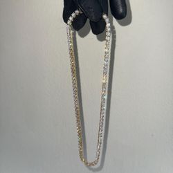 Gold and Moissanite Tenis Chain