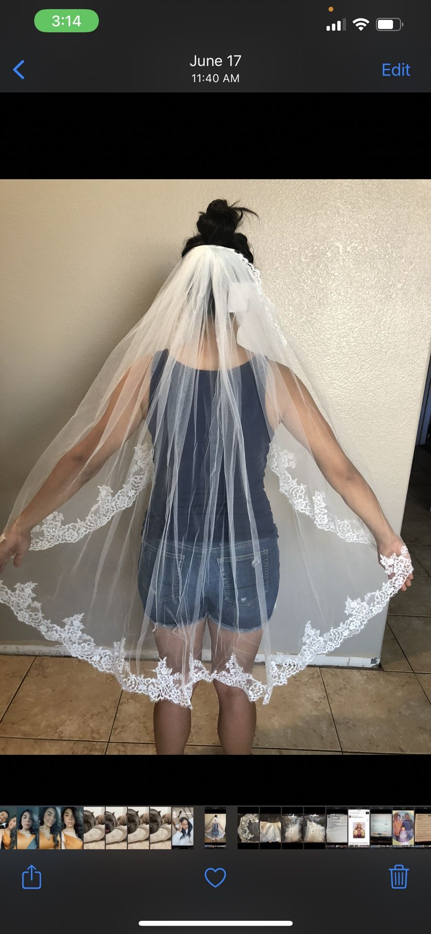 Eyelash Lace Trim Fingertip Veil