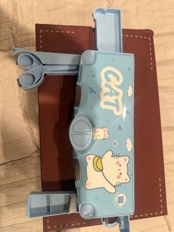 Cat Pencil Case with Built-In Scissors