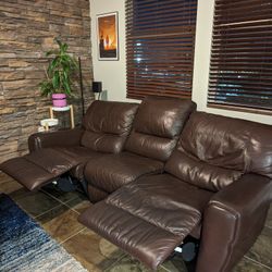 Leather Sofa couch W/ Recliner