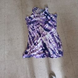 White And Purple Tie Dye Summer/ Spring Swing Dress