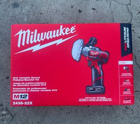 Milwaukee M12 12V Lithium-Ion Cordless Variable Speed Polisher / Sander Kit W/ 2x M12 Batteries Accessories Charger & Tool Bag $209 New