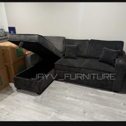 Corduroy Couch New In Box / Black Gray And Ivory 