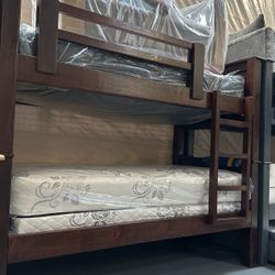 Twin Bunk Bed With Mattresses Included Solid Wood