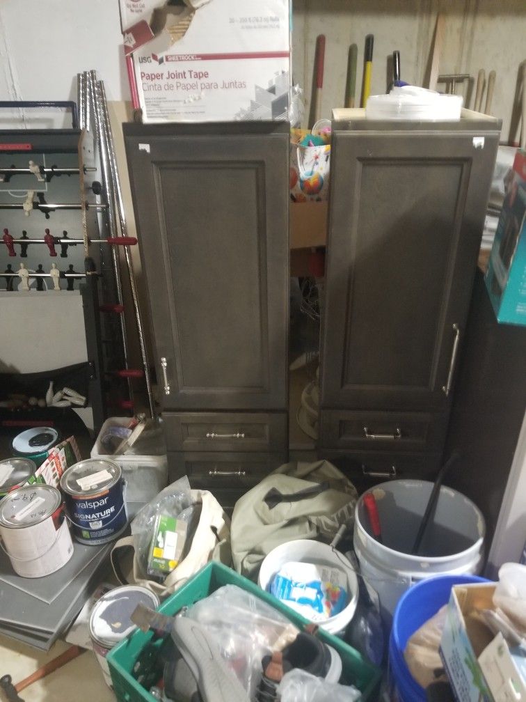 2 New Cabinets 48x15 Dark Brown With Shelves 