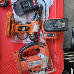 Drill, Jigsaw, Charger And Batteries