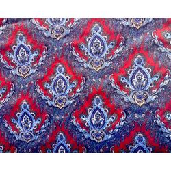 Vintage Avon Fabrics 23-24 Yards Continuous Paisley Damask Bold Reds