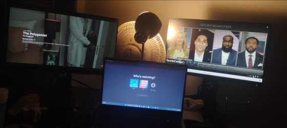 Laptop Computer Lenovo  with two monitors works like brand new.  All cords and accessories