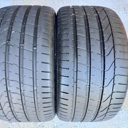 Two Premium Tires 295/35/20 Pirelli P Zero Like New With 85-90% Left Amazing Pair 
