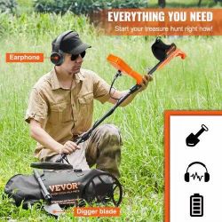 9#}Waterproof Metal Detector, 12" Coil, Professional Rechargeable Gold Detector, 39-50 in Adjustable with LCD 7 Modes Advanced DSP Chip Bluetooth Head