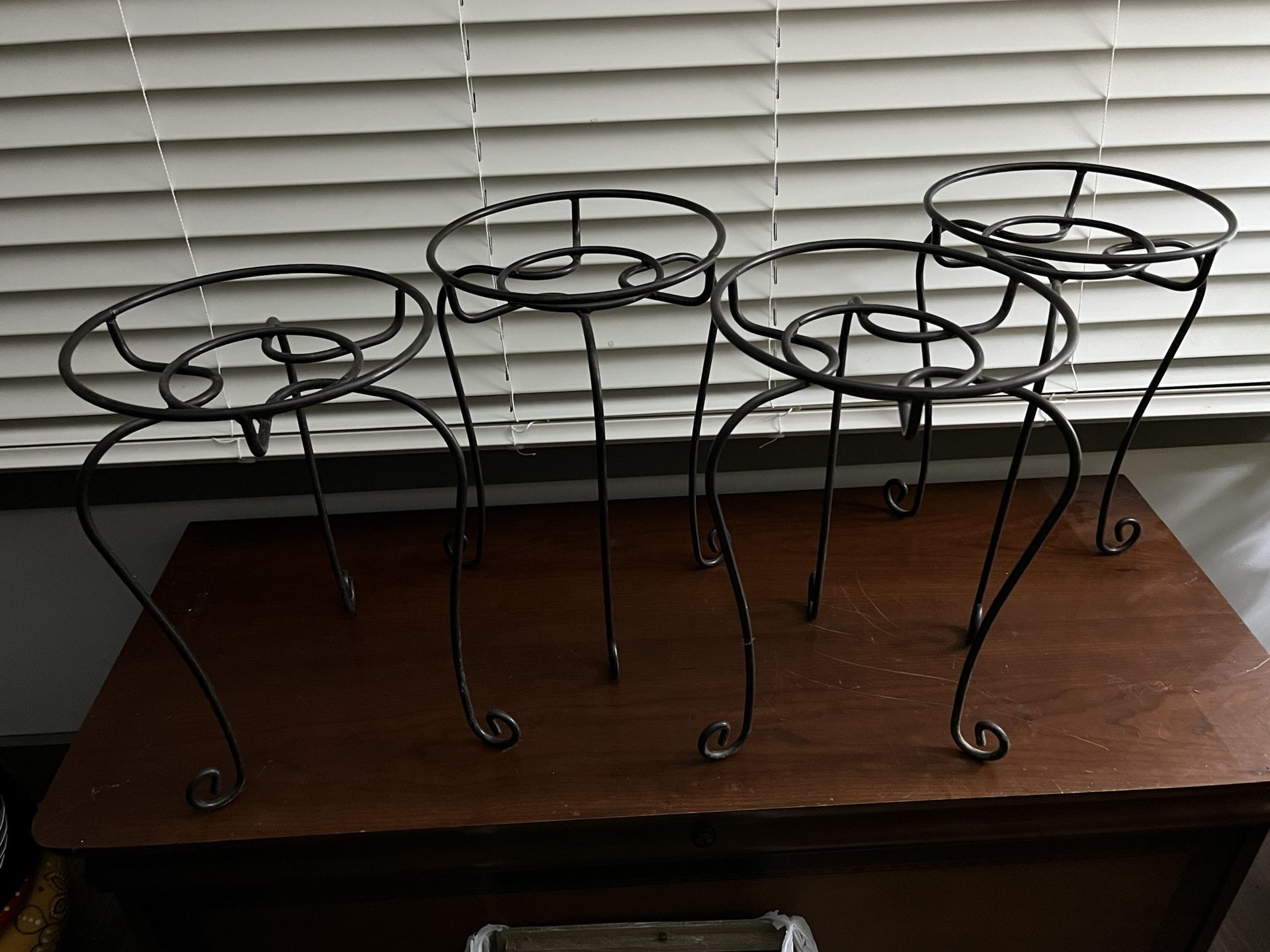 Plant Stands (4) - Heavy Duty Black Metal, Like New