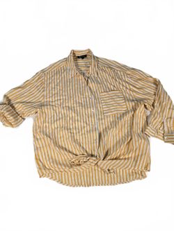 3X Striped Fall Button Down Shirt Boho Grandmacore Fall Metallic Stripe Layer