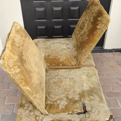 Antique Damask Double Settee Conversation Chair Love Seat W/ Adjustable Convertible Backs ...Very Unique!