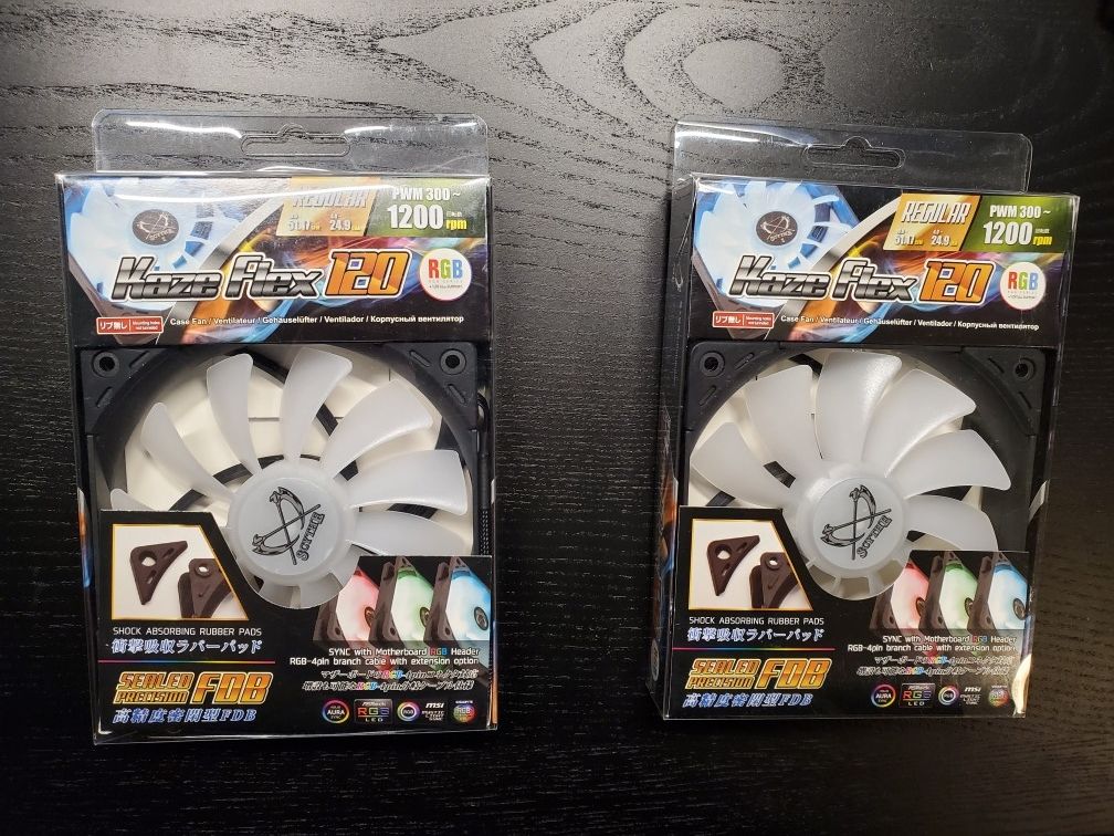 Scythe Kaze Flex 120mm RGB Led Fan PWM 300 To 1200 Rpm Dual Pack