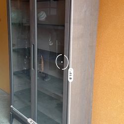 Brown mahogany Glass Cabinet W/ Lighting 