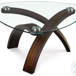 Contemporary   Allure  Walnut Wooden Glass  Coffee Table 