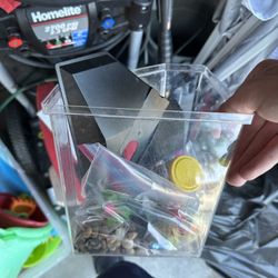 fish tank. Food. And rocks