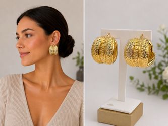 Elegant Textured Hoop Earrings for Women