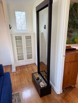 Unique Freestanding Full-Length Mirror with Decorative Stone Base