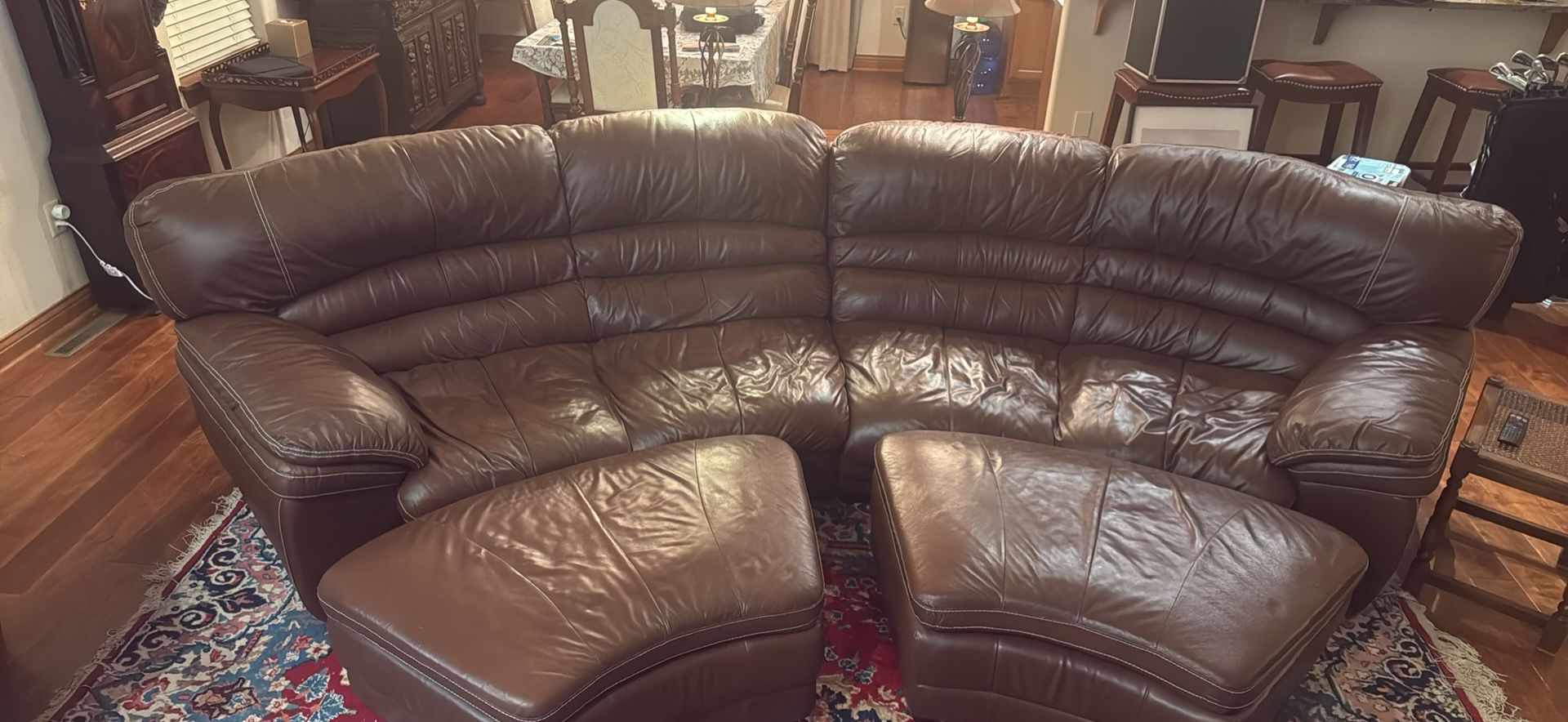 Leather Sectional with Ottomans 