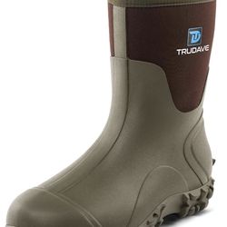 Trudave Rubber Boots for Men, 6mm Neoprene Insulated Mud Boots with Steel Shank