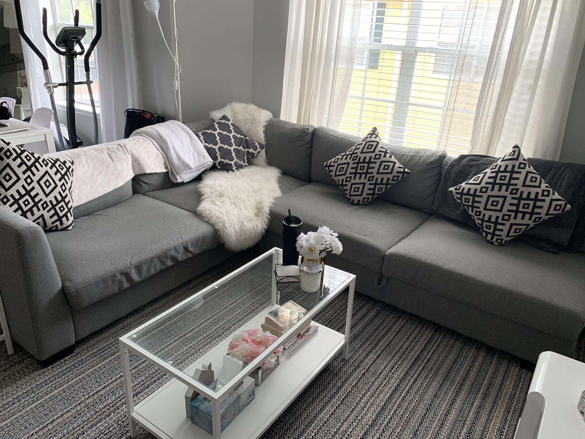 Grey Couch/sofa/sectional with storage and chaise